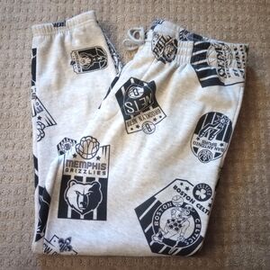 NBA Black and Gray Team Logo Joggers